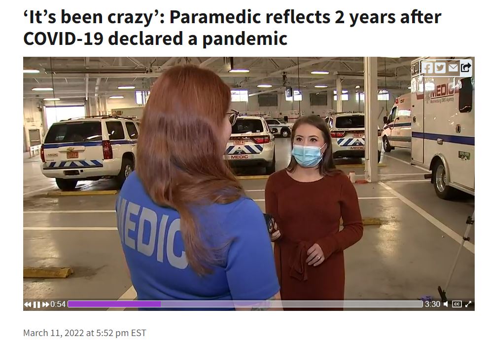 WSOC- Paramedic Casey Jordan reflects on the pandemic.